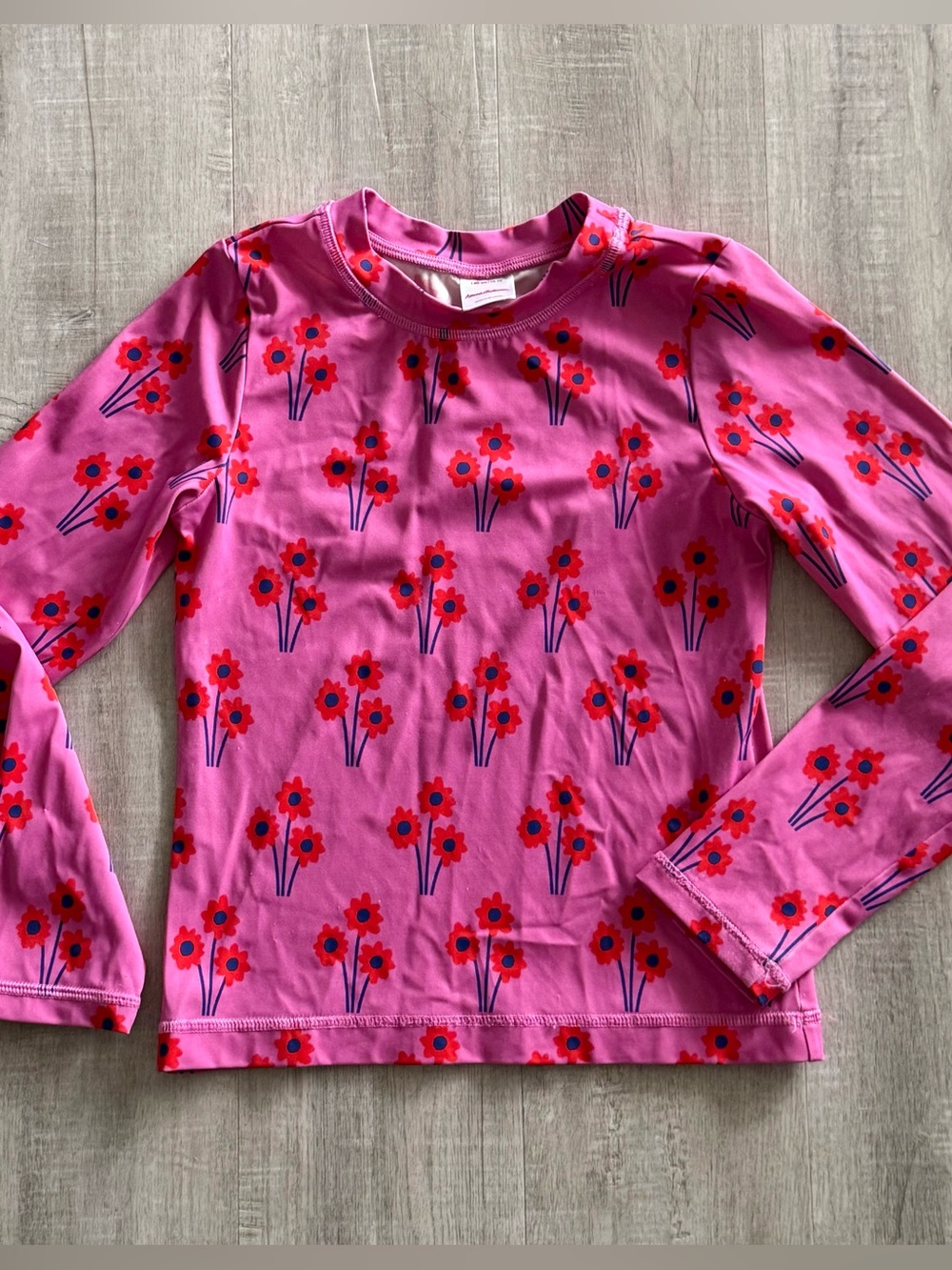 Hanna Andersson Long Sleeve Swim Rashguard, Poppies Pink, girls 10